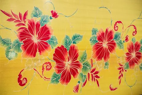 Batik design motif and pattern. traditional Malaysian fabric Stock Photos