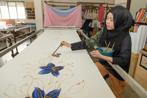 Batik design motif and pattern. traditional Malaysian fabric 스톡 사진