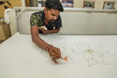 Batik design motif and pattern. traditional Malaysian fabric Stock Photos