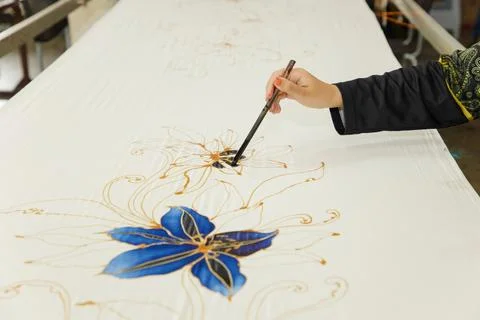Batik design motif and pattern. traditional Malaysian fabric 스톡 사진