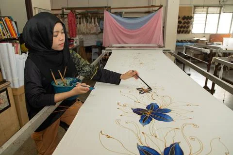 Batik design motif and pattern. traditional Malaysian fabric Stock Photos