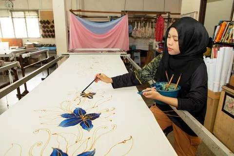 Batik design motif and pattern. traditional Malaysian fabric Stock Photos