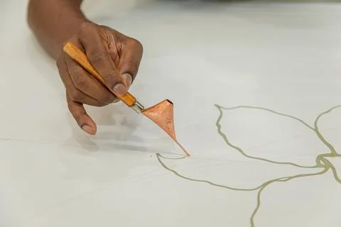 Batik design motif and pattern. traditional Malaysian fabric Stock Photos