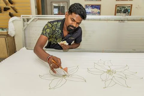 Batik design motif and pattern. traditional Malaysian fabric 스톡 사진