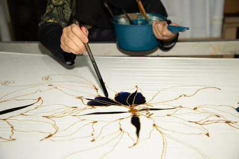 Batik design motif and pattern. traditional Malaysian fabric Stock Photos
