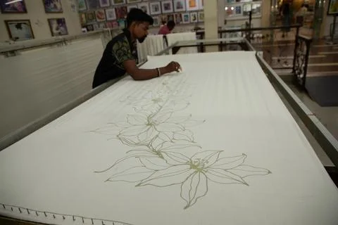 Batik design motif and pattern. traditional Malaysian fabric Stock Photos
