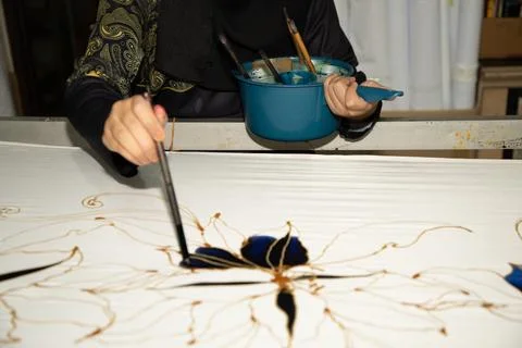 Batik design motif and pattern. traditional Malaysian fabric Stock Photos
