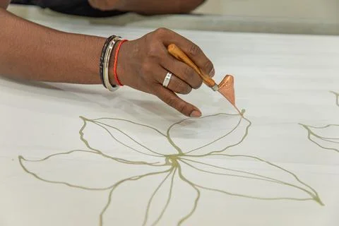 Batik design motif and pattern. traditional Malaysian fabric Stock Photos