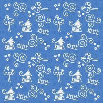 Batik ethnic house doodle pattern 스톡 일러스트