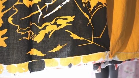 Batik Fabric Hanging On The Shelf.02 Stock Footage 122098287