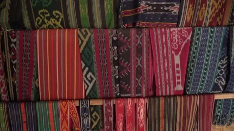 Batik Lombok using woven threads from the traditional Lombok Stock Footage 164562104