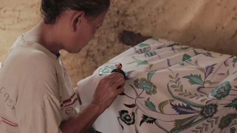 Batik Making in Cirebon West Java Indonesia - Traditional Indonesian Fabric Video stock 155271155