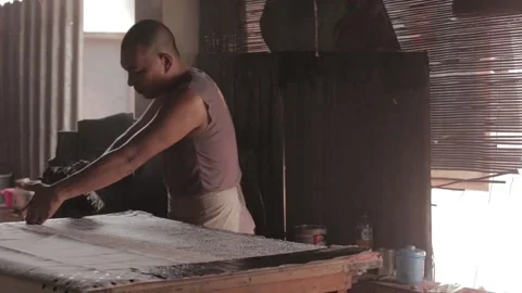 Batik Making in Cirebon West Java Indonesia - Traditional Indonesian Fabric Stock Footage 155271432