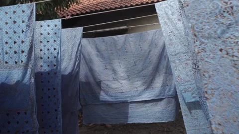 Batik Making in Cirebon West Java Indonesia - Traditional Indonesian Fabric Video stock 155271641