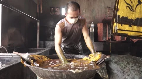 Batik Making in Cirebon West Java Indonesia - Traditional Indonesian Fabric Video stock 155271825