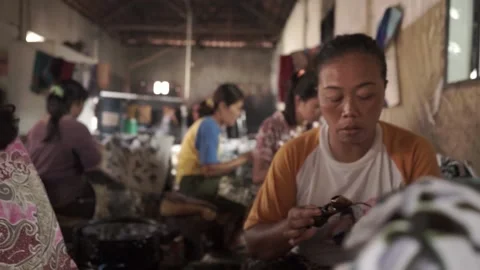 Batik Making in Cirebon West Java Indonesia - Traditional Indonesian Fabric Video stock 155271931