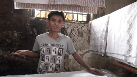Batik Making in Cirebon West Java Indonesia - Traditional Indonesian Fabric Video stock 155272045