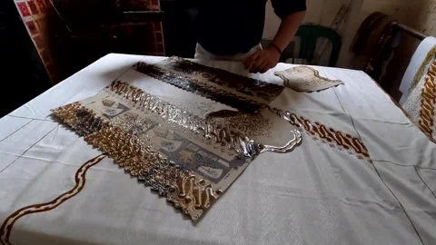 Batik Making process in a factory in Indonesia Video stock 319622629