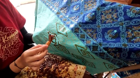 Batik Making process in a factory in Indonesia Stock-Footage 319622999