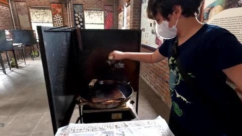 Batik Making process in a factory in Indonesia Stock Footage 319623213