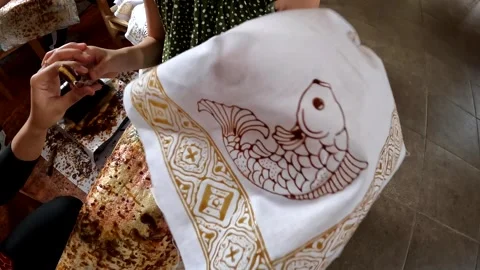 Batik Making process in a factory in Indonesia Video stock 319872480