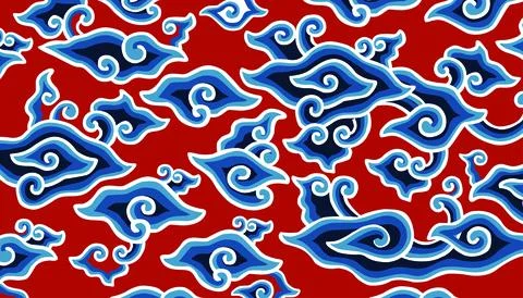 Batik mega mendung merah Stock Illustration