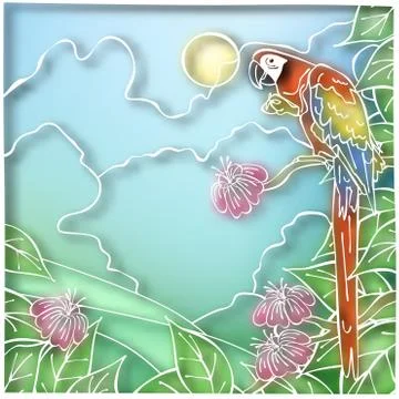 Batik parrot Illustrazione stock