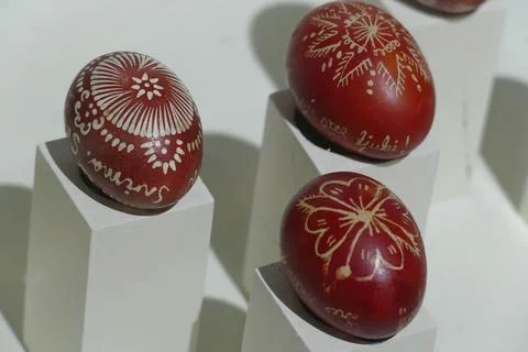 Batik pattern eggs in Easter display Stock Photos