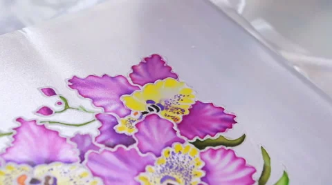 Batik Process: Artist paints on Fabric, Batik-making. 스톡 동영상 62741485
