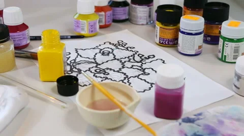 Batik Process: Artist paints on Fabric, Batik-making. 動画素材 62741591