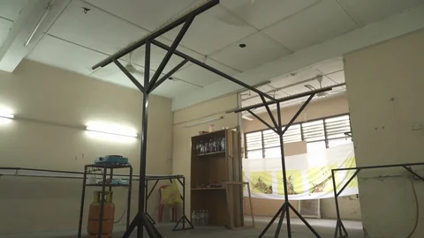 Batik Textile Hanging On The Shelf After Dyeing Color.01 Stock Footage 122194699