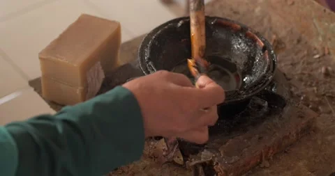 Batik Workshop Traditional Natural Dye Drawing On Fabric 12 Stock Footage 239654339