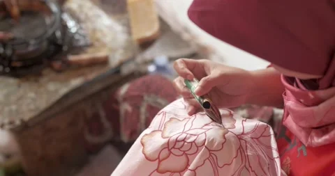 Batik Workshop Traditional Natural Dye Drawing On Fabric 20 Video stock 239655428