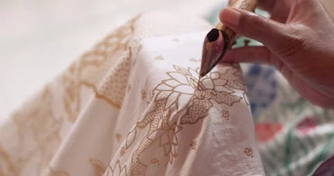 Batik Workshop Traditional Natural Dye Drawing On Fabric 25 Video stock 239656802