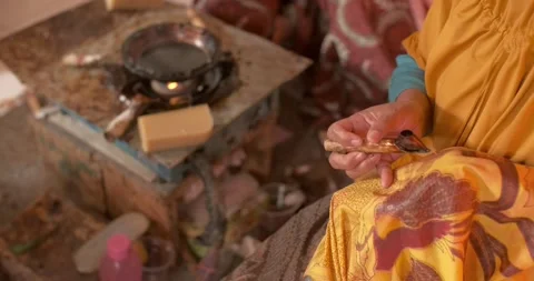 Batik Workshop Traditional Natural Dye Drawing On Fabric 15 Stock Footage 239659444