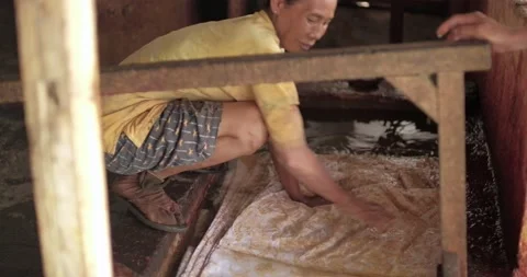 Batik Workshop Traditional Natural Dye Drawing On Fabric 36 Video stock 239733541