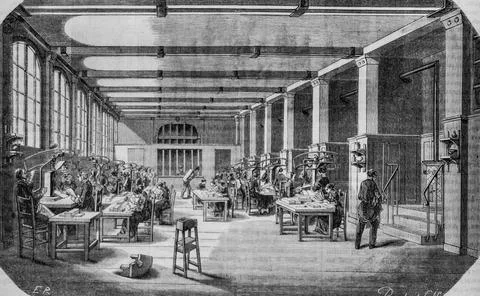 Batiment du timbre, tableau de paris par edmond texier,editeur paulin et le c Illustration