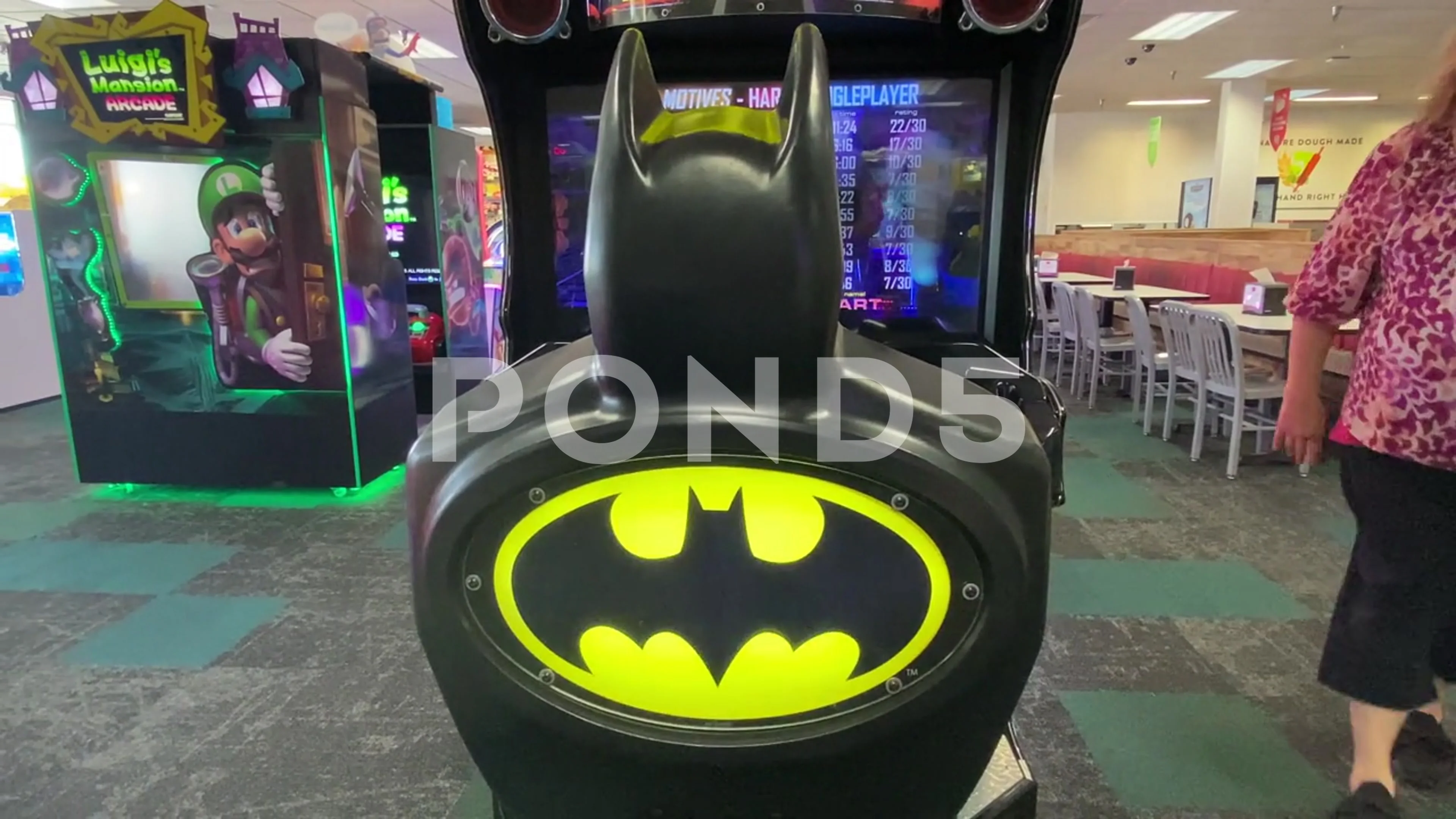 Batman Arcade game - Back of Seat with l... | Stock Video | Pond5