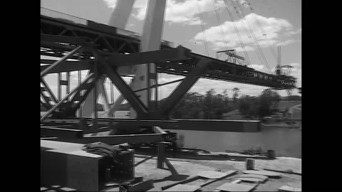 Batman Bridge Under Construction in Tasmania, Australia, 1967 Vídeos de archivo 338425234
