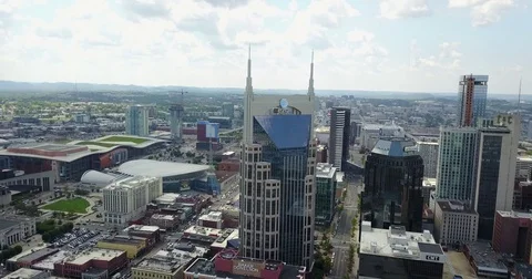 Batman Building Drone Footage (Orbiting Shot of Downtown Nashville) Stock Footage 80421591