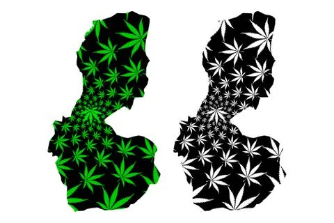 Batman (Provinces of the Republic of Turkey) map is designed cannabis leaf gr Stock Illustration