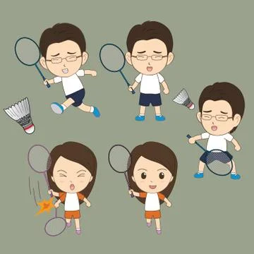 Batminton Couple Stock Illustration