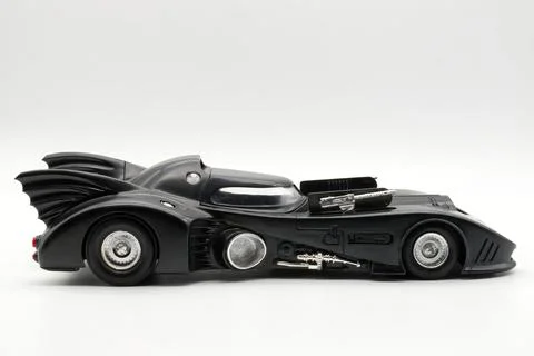 Batmobile plastic model replica from 1989 Batman Movie. Stock Photos