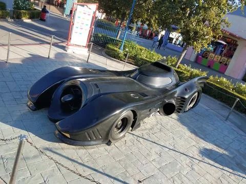 Batmobile at Six Flags Theme Park Stock Photos