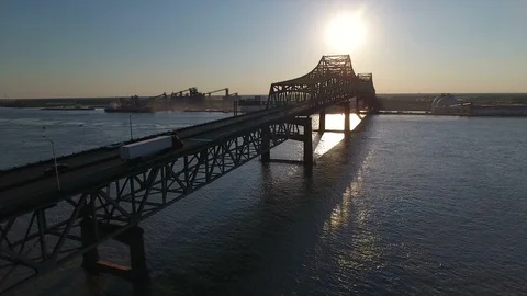 Baton Rouge bridge drone Stock Footage 105124665