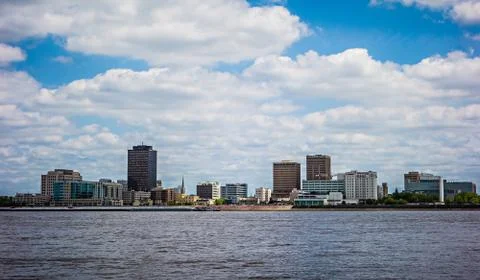 Baton rouge downtown skyline across mississippi river Stock Photos