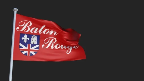 Baton Rouge - Loopable 3D flag animation with Alpha Channel and Transparency  Stock Footage 90967227