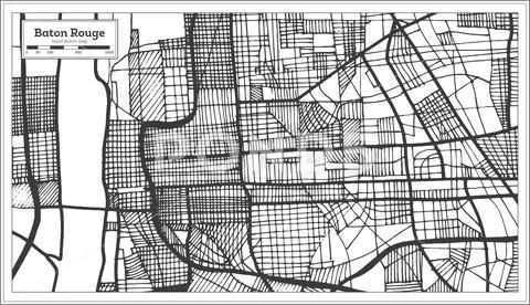 Baton Rouge Louisiana USA City Map in Retro Style. Outline Map. Stock Illustration