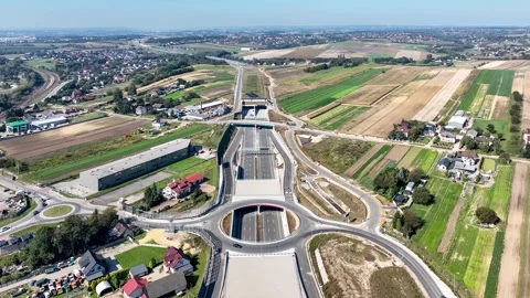 Batowice Highway junction under construction in Krakow, Poland Stock Footage 286714819