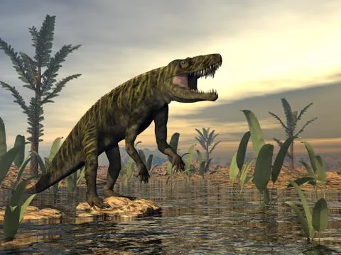 Batrachotomus dinosaur -3D render Stock Illustration